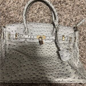 Chic Silver Satchel with Lock Detail